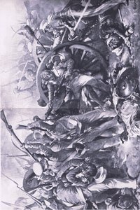 La bataille de Meanee, 17 février 1843 : Le combat aux canons (illustration de British Battles on Land and Sea) - Christopher Clark