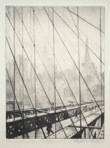 Regardant à travers le pont de Brooklyn - Christopher Richard Wynne Nevinson