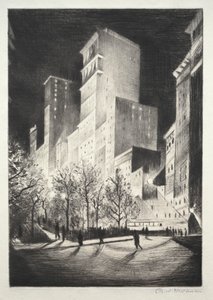 Trois heures du matin : Un coin près de Madison Avenue (également connu sous le nom de 2 heures du matin New York et Metropolis) - Christopher Richard Wynne Nevinson