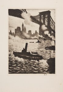 Sous le pont de Brooklyn, pub 1921 - Christopher Richard Wynne Nevinson