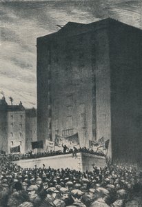 La grève des chemins de fer - Réunion sur Tower Hill, 1919, 1920 - Christopher Richard Wynne Nevinson