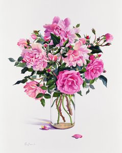Roses dans un pot en verre