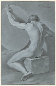 Nu masculin assis, vu de dos - Chrétien Dubois