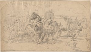 La calèche en fuite - Circle of Eugène Delacroix