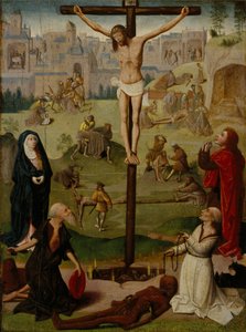 La Crucifixion avec Saint Jérôme et Saint Dominique et Scènes de la Passion - Circle of Geertgen tot Sint Jans