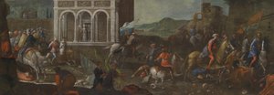 Sainte Catherine de Sienne défendant une ville contre les Turcs - circle of Vittore Carpaccio