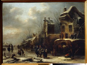 Patinoire sur une rivière - Claes  Molenaer