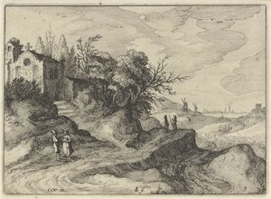 Chapelle sur un chemin de campagne sinueux - Claes Jansz. Visscher (II)