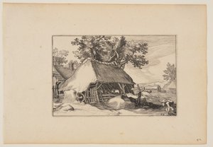 Une grange, de Paysages (Verscheyden aerdige Lanthuysen...) - Claes Jansz. Visscher