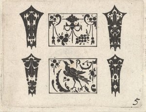 Gravure en noir avec un motif symétrique Schweifwerk - Claes Jansz Visscher