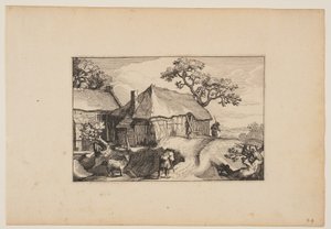 Path Along a Barn, from Paysages (Verscheyden aerdige Lanthuysen...)