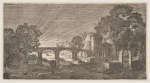 Coucher de soleil sur une rivière, extrait de Paysages (Playsante Lantschappen) - Claes Jansz. Visscher II