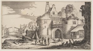Porte de la ville, extrait de Paysages (Playsante Lantschappen) - Claes Jansz. Visscher II