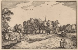 Un couvent - Claes Jansz Visscher after Johannes van Doetechum, the Elder after Lucas