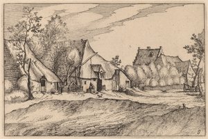 Fermes dans un village - Claes Jansz Visscher after Johannes van Doetechum, the Elder after Lucas