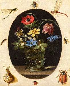 Nature morte aux fleurs entourées d