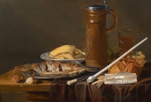 Nature morte avec pipe en terre. Vers 1630 - Charlotte Evans