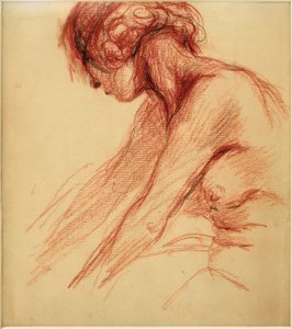 Nu féminin assis avec tête détournée