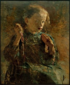 Fille brodant - Clara Siewert