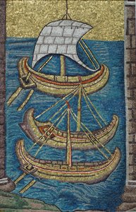 Les galères romaines. Mosaïque de Ravenne, copie