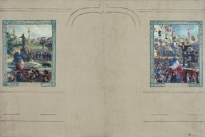 Esquisse pour la mairie du 12e arrondissement de Paris : Place de la Nation. Place de la Bastille, vers 1910 - Claude Charles Bourgonnier
