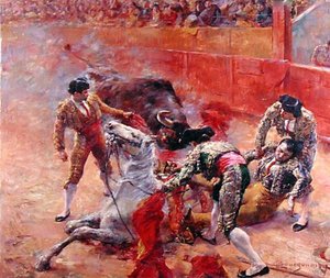Le picador tombant - Claude Charles Bourgonnier