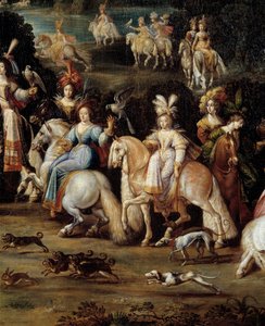 Écuyères chassant au faucon (détail) d
