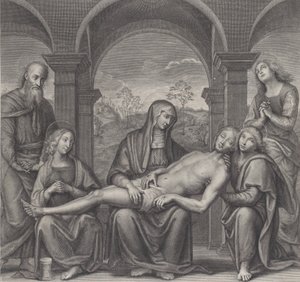 Christ dans le tombeau, reposant sur les genoux de la Vierge, d