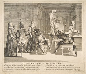 Arlequin mécontent de son peintre - Claude Gillot, Jacques Gabriel Huquier
