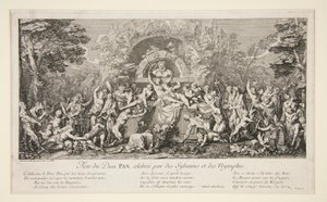 Fête du dieu Pan, célébrée par des Sylvains et des Nymphes - Claude Gillot