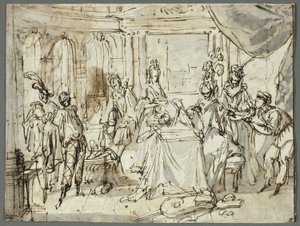 Les acteurs se préparant (recto); Études de la Sainte Famille et de Saint Jean-Baptiste (verso)