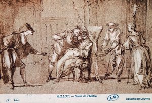 Représentation théâtrale, dessin de Claude Gillot (1673-1722) - Claude Gillot