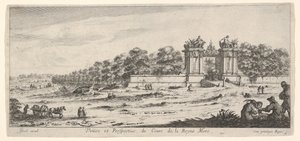 Vue de la porte de la résidence de la Reine Mère, de la série Vues et nouvelles..., vers 1644