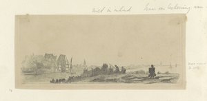 Paysage avec canal, pêcheurs et laitier - Claude Henri Watelet (possibly)
