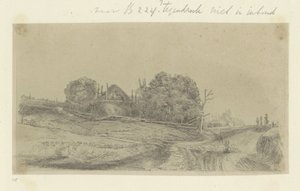 Paysage avec une meule de foin et un troupeau de moutons - Claude Henri Watelet