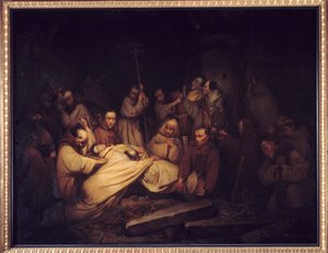 Le Comte de Comminges. Dernière scène des Mémoires du Comte de Comminges représentant Le Comte de Comminges reconnaissant Adélaïde après sa mort - Claude Jacquand