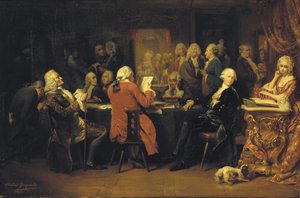 Voltaire dans la salle de lecture au Procope - Claude Jacquand