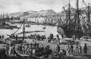 Vieux port de Toulon, vu des magasins du quartier-maître, série de 
