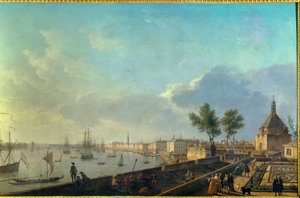Le port de Bordeaux avec les remparts Peinture de Joseph Vernet (1714-1789) 18ème siècle. Paris. Musée de la Marine - Claude Joseph Vernet