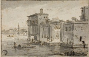 Bâtiments au bord du lagon - Claude Lorrain