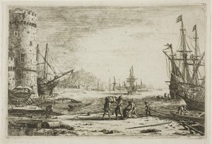 Port avec une grande tour - Claude Lorrain