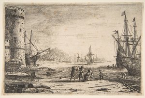 Port avec une grande tour - Claude Lorrain