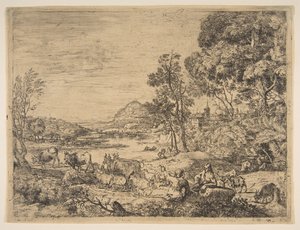 Berger et bergère conversant dans un paysage, vers 1651