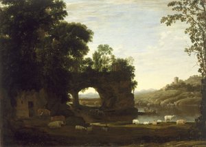 Paysage avec une arche rocheuse et une rivière