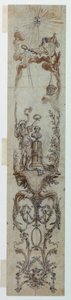 Dessin, projets de panneaux peints avec Fortune et Jacques Necker, 1788-90 - Claude Louis Desrais