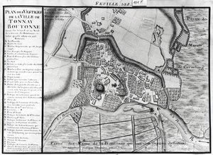 Fol.105 Carte de la ville de Tonnay-Boutonne, du Recueil des Plans de Saintonge - Claude Masse