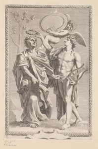 Apollon couronne Publius Vergilius Maro (Page de titre pour : Publius Vergilius Maro, Publii Virgilii Maronis Opera, 1641) - Claude Mellan