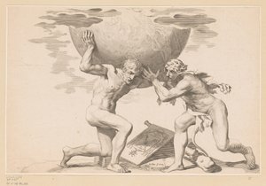 Atlas donne le globe céleste à Hercule - Claude Mellan