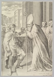 Saint Ambroise, archevêque de Milan, repoussant l