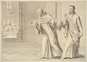 Saint Bernard emmenant un frère à une assemblée - Claude Mellan